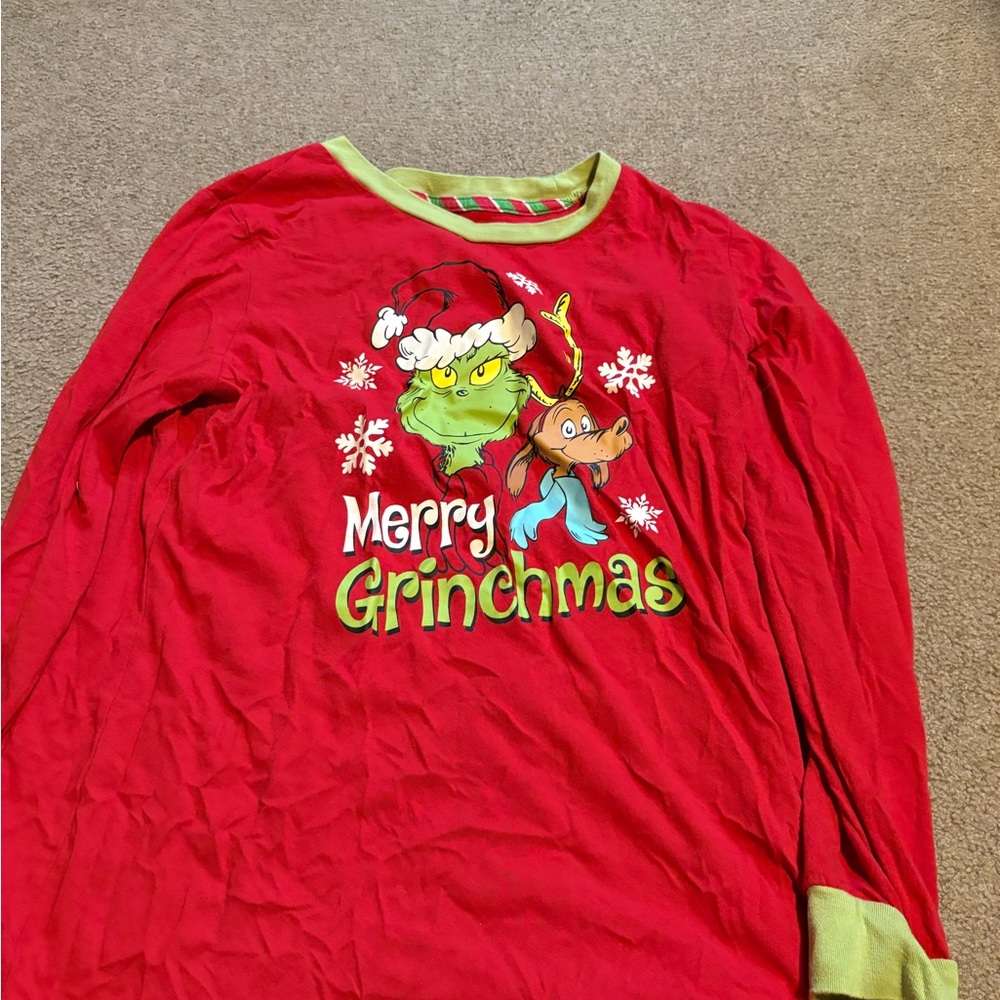 Kids Red 'Merry Grinchmas' Pajama Top